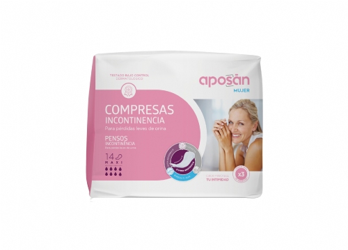 Compresa incontinencia orina ligera - aposan maxi (14 unidades)
