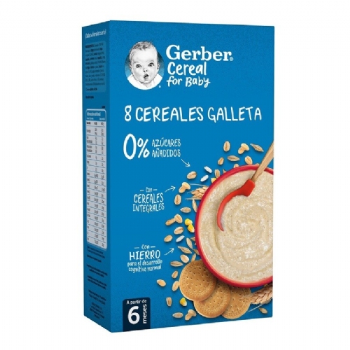 Gerber 8 cereales con galleta (1 estuche 500 g)