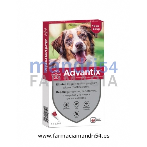 ADVANTIX SOLUCION SPOT-ON PARA PERROS DE MAS DE 10 HASTA 25 kg