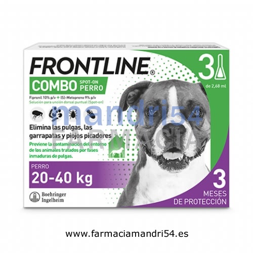 FRONTLINE COMBO 268,00 mg / 241,20 mg SOLUCION SPOT-ON PARA PERROS 20 ? 40 kg