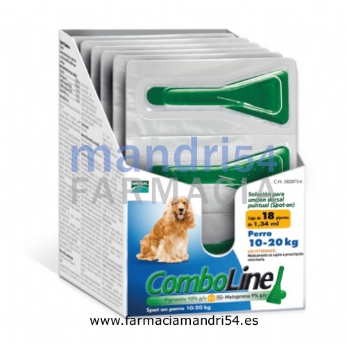 COMBOLINE 134,00 mg / 120,60 mg SOLUCION SPOT-ON PARA PERROS 10-20 kg
