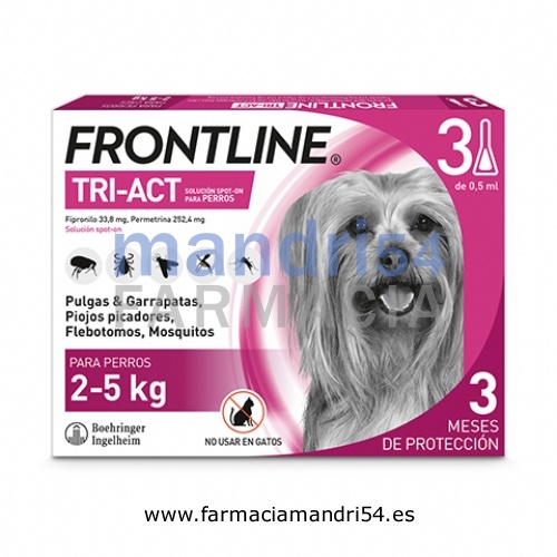 FRONTLINE TRI-ACT 33,8 mg / 252,4 mg SOLUCION SPOT-ON PARA PERROS 2 - 5 kg