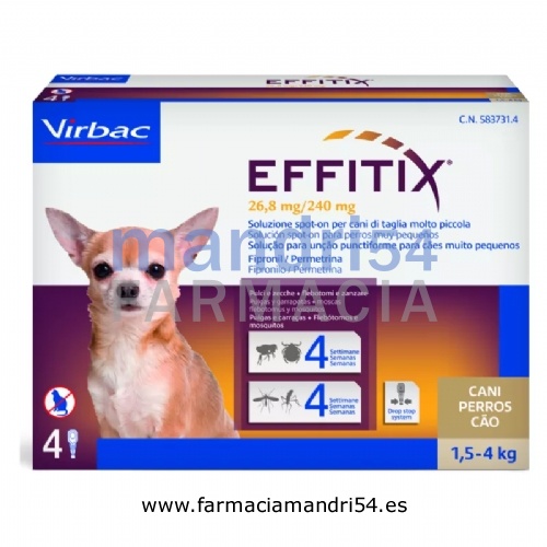 EFFITIX 26,8mg/240mg SOLUCION SPOT-ON PARA PERROS MUY PEQUEÑOS