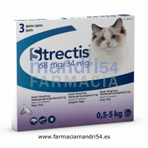 STRECTIS 68 mg /34 mg SOLUCION SPOT-ON PARA GATOS 0,5-5 kg