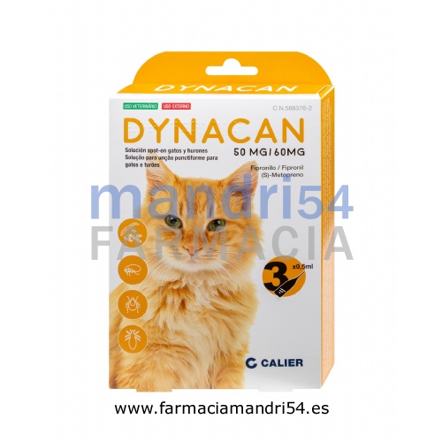 DYNACAN 50 mg/60 mg SOLUCION SPOT-ON GATOS Y HURONES