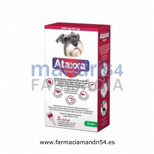 ATAXXA 1250 mg/250 mg SOLUCION PARA UNCION DORSAL PUNTUAL PARA PERROS DE MAS DE 10 kg HASTA 25 kg