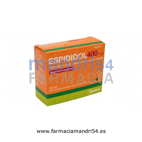 ESPIDIDOL 400 mg GRANULADO PARA SOLUCION ORAL SABOR MENTA , 20 sobres