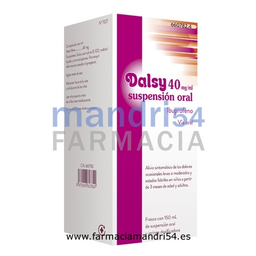 DALSY 40 mg/ml SUSPENSION ORAL , 1 frasco de 150 ml