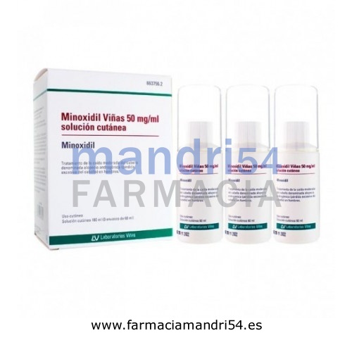 MINOXIDIL VIÑAS 50 mg/ml SOLUCION CUTANEA, 3 frascos de 60 ml