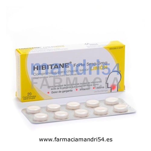 HIBITANE  5 mg/5 mg COMPRIMIDOS PARA CHUPAR SABOR LIMON , 20 comprimidos