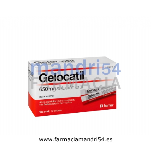 GELOCATIL 650 mg SOLUCION ORAL, 12 sobres