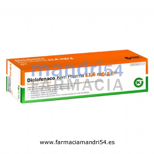 DICLOFENACO KERN PHARMA  11,6 mg/g GEL, 1 tubo de 60 g