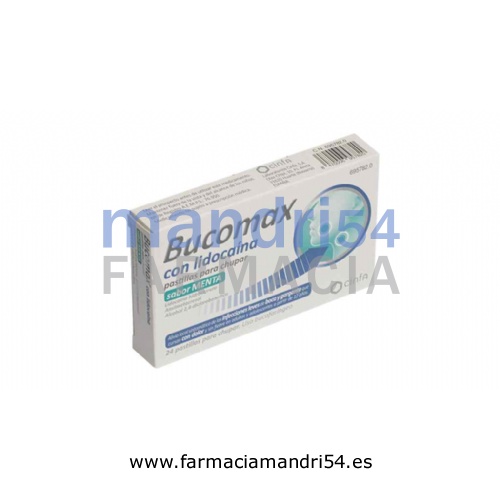 BUCOMAX CON LIDOCAINA PASTILLAS PARA CHUPAR SABOR MENTA, 24 pastillas