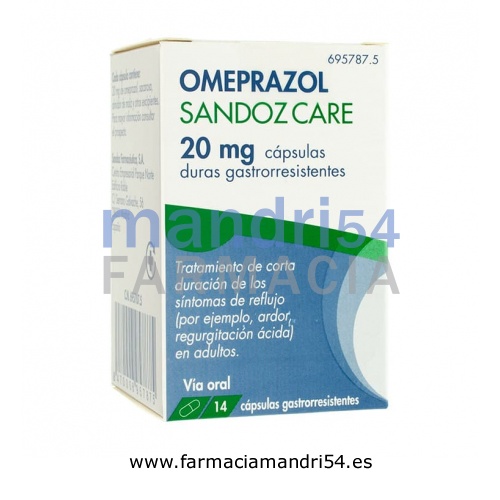 OMEPRAZOL SANDOZ CARE 20 MG CAPSULAS DURAS GASTRORRESISTENTES, 14 cápsulas