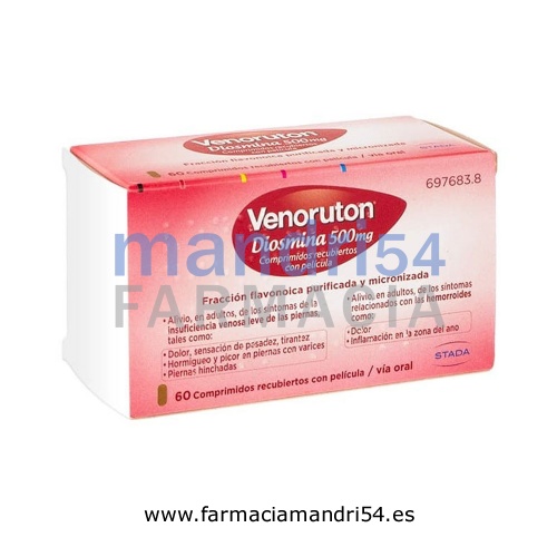 VENORUTON DIOSMINA 500 MG COMPRIMIDOS RECUBIERTOS CON PELICULA, 60 comprimidos