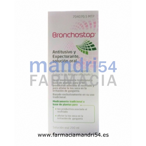 BRONCHOSTOP ANTITUSIVO Y EXPECTORANTE SOLUCION ORAL , 1 frasco de 200 ml