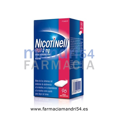 NICOTINELL FRUIT 2 mg CHICLE MEDICAMENTOSO, 96 chicles