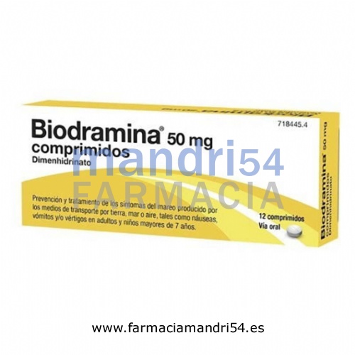 BIODRAMINA 50 mg COMPRIMIDOS , 12 comprimidos