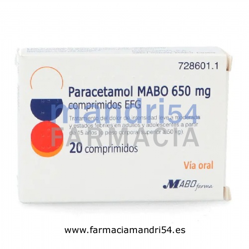 PARACETAMOL MABO 650 MG COMPRIMIDOS EFG 20 comprimidos