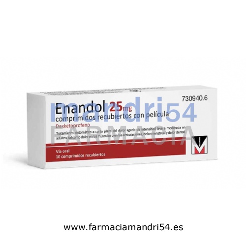 ENANDOL 25 mg COMPRIMIDOS RECUBIERTOS CON PELICULA, 10 comprimidos