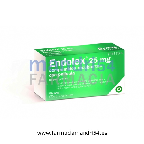 ENDOLEX 25 MG COMPRIMIDOS RECUBIERTOS CON PELICULA , 12 comprimidos (PA/Al/PVC/Al)