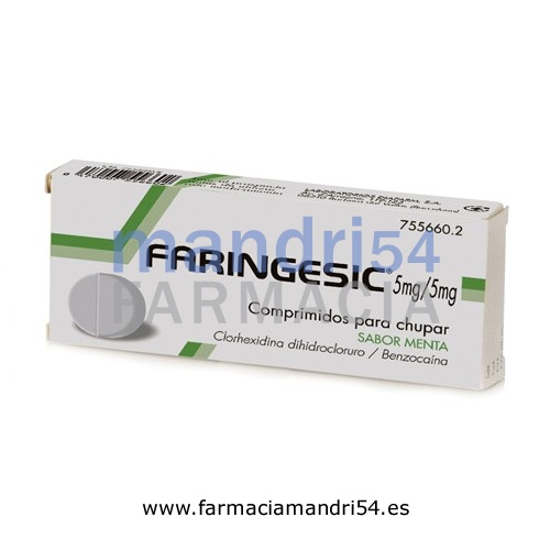 FARINGESIC 5 mg/5 mg COMPRIMIDOS PARA CHUPAR SABOR MENTA 20 comprimidos
