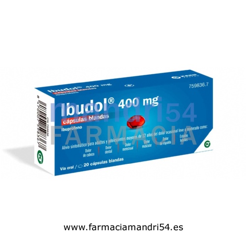 IBUDOL 400 MG CAPSULAS BLANDAS, 20 cápsulas (PVC/PVDC/Al)
