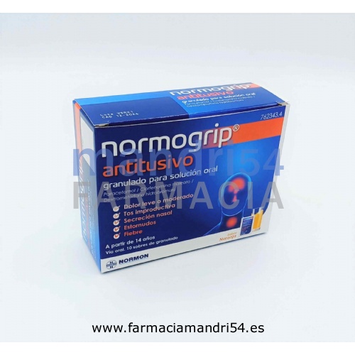 NORMOGRIP ANTITUSIVO GRANULADO PARA SOLUCION ORAL, 10 sobres