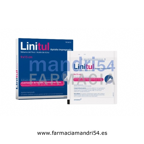 LINITUL APOSITO IMPREGNADO, 20 apósitos de 9 x 15 cm
