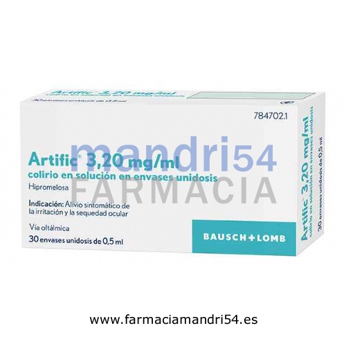 ARTIFIC 3,20 mg/ml COLIRIO EN SOLUCION EN ENVASE  UNIDOSIS , 30 envases unidosis de 0,5 ml