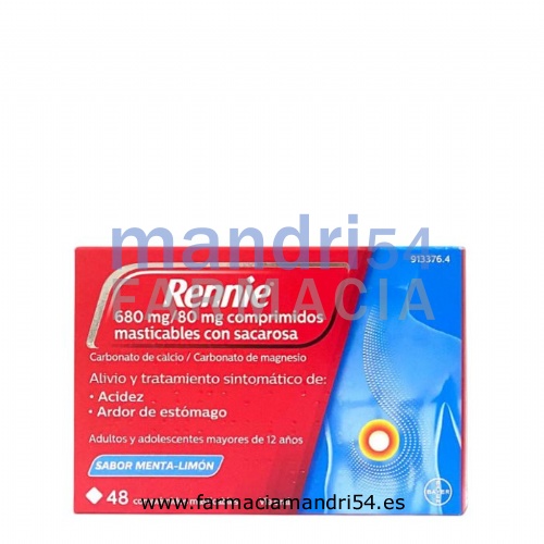 RENNIE 680 MG/80 MG COMPRIMIDOS MASTICABLES CON SACAROSA , 48 comprimidos