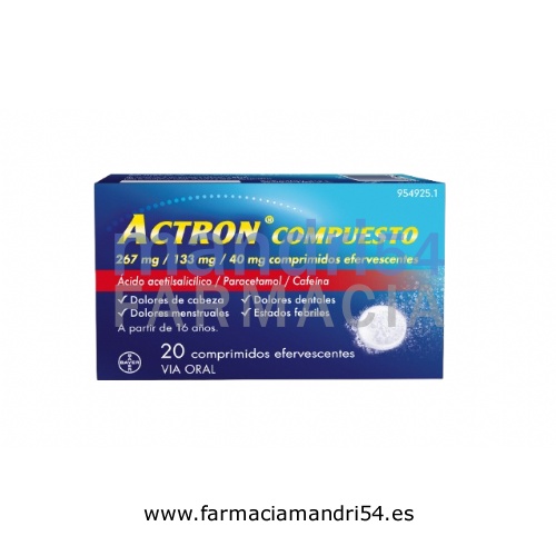 ACTRON COMPUESTO 267 MG/133 MG/40 MG COMPRIMIDOS EFERVESCENTES , 20 comprimidos