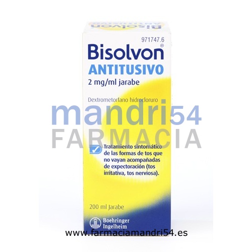 BISOLVON ANTITUSIVO 2 mg/ ml JARABE, 1 frasco de 200 ml