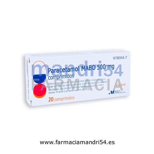 PARACETAMOL MABO 500 mg comprimidos , 20 comprimidos