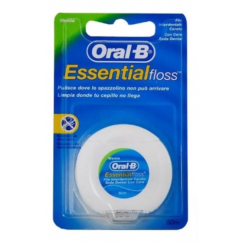 Oral-b essential floss fluor - seda dental con cera (menta 50 m)