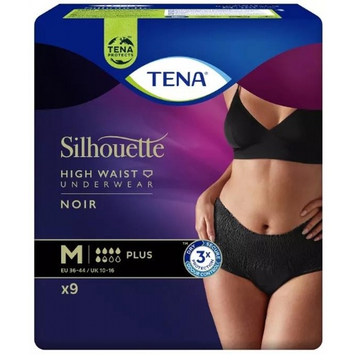 Tena silhouette cintura alta - braga absorb inc orina dia anat (negro talla m 9 u)