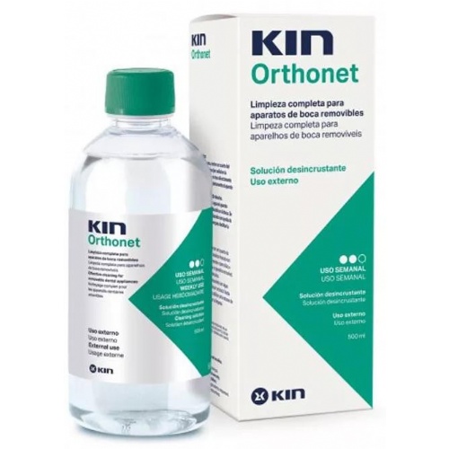 Kin orthonet desincrustante semanal - limpieza protesis dental (1 frasco 500 ml)