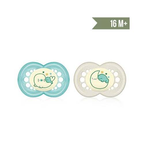 Chupete silicona - mam original night (16+ m 2 u +caja esterilizadora)