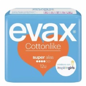 Compresas higienicas femeninas - evax cottonlike (super con alas 12 compresas)