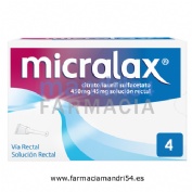 MICRALAX CITRATO/LAURIL SULFOACETATO 450 mg/45 mg solucion rectal , 4 enemas