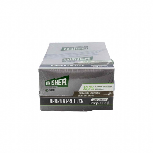 Finisher barritas proteicas (20 barritas sabor chocolate y avellana con l-carnitina)